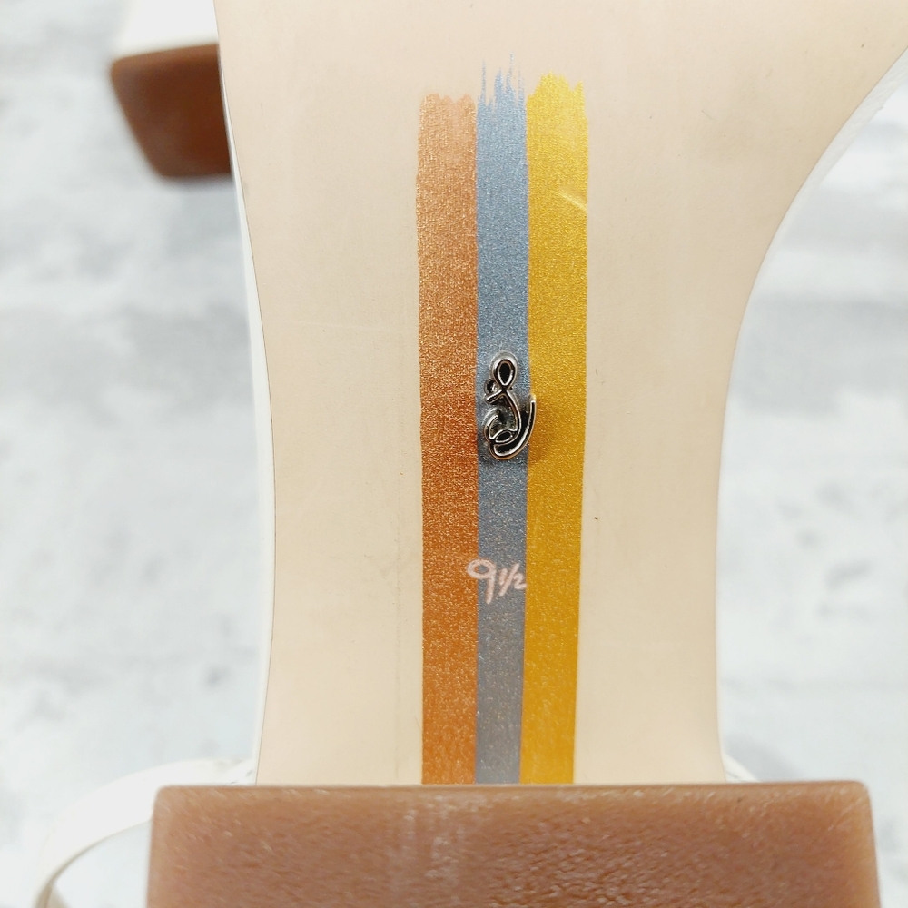 Sam Edelman Wilson Ivory Leather Square Toe Ankle Strap Heels Sandals D285 - Picture 10 of 14